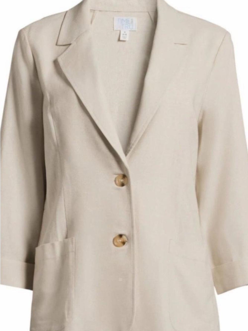 Time and Tru Cream Single-Button Blazer
